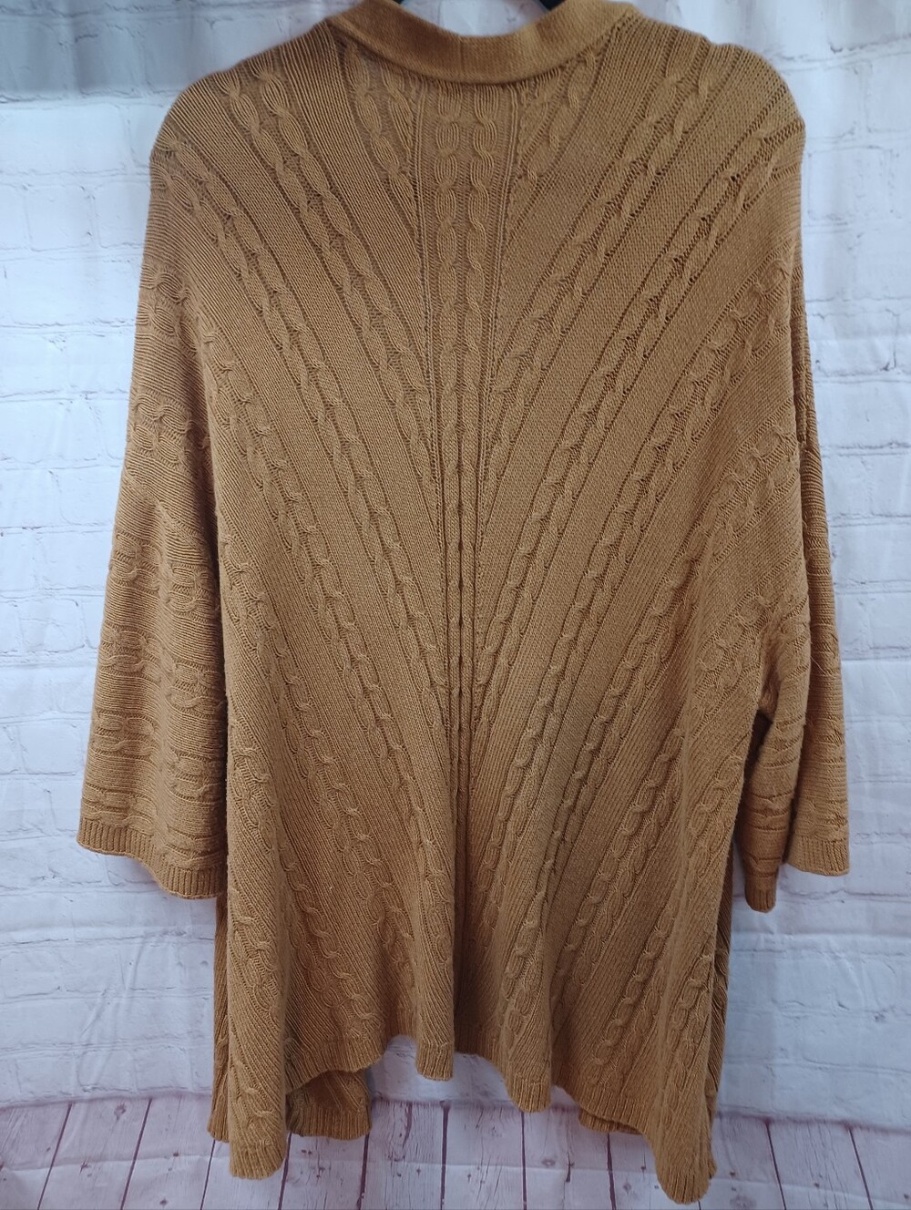 title j.jill camel cable knit open front cardigan xl long textured sweater - Picture 6 of 12